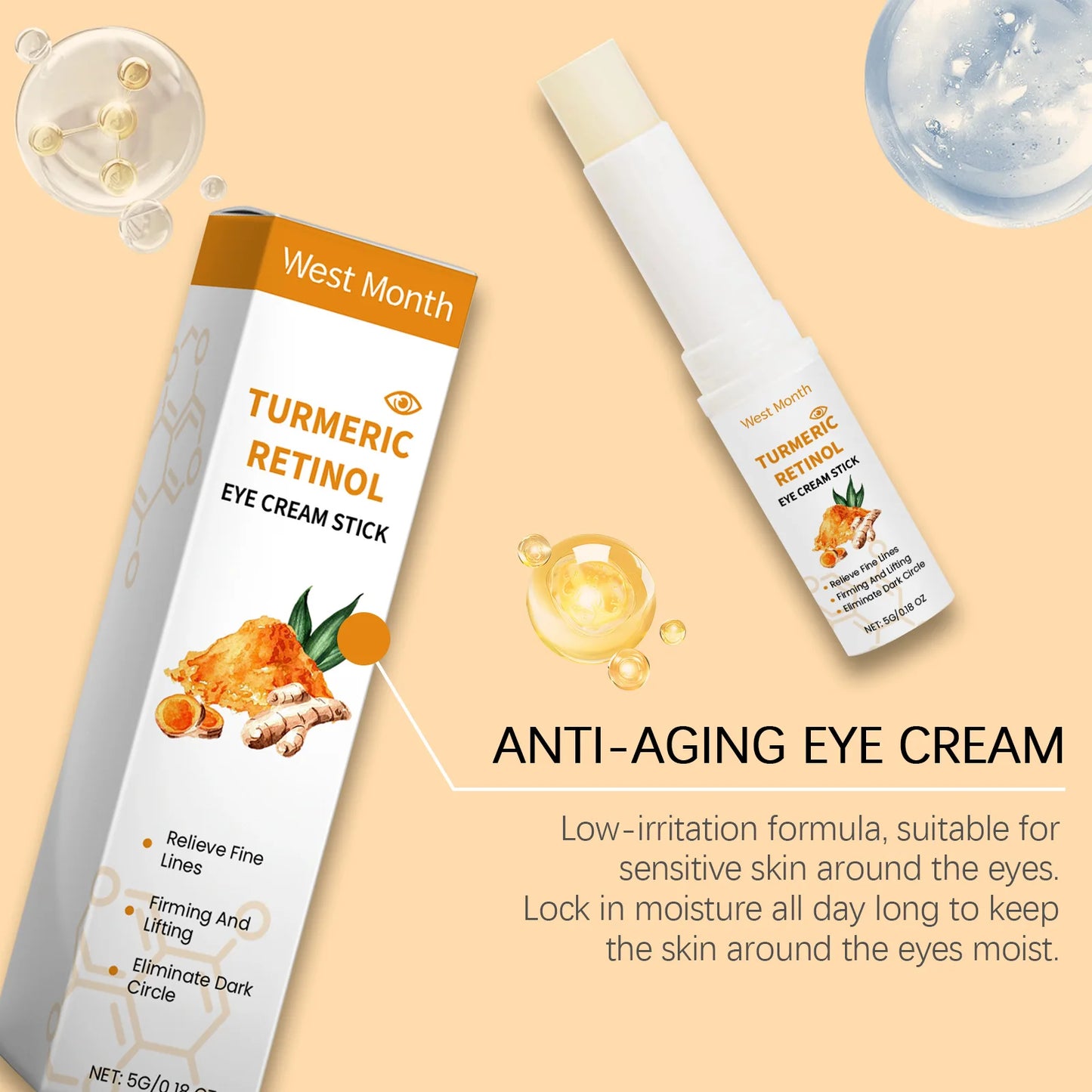 5g Turmeric Retinol Remove Dark Circles Eye Cream