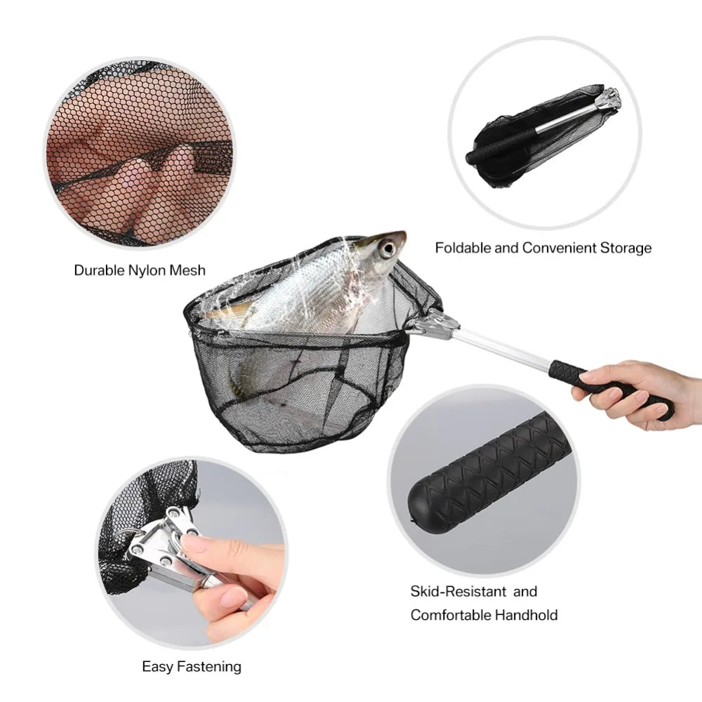 Telescopic Landing Net Folding Fishing Pole Extending