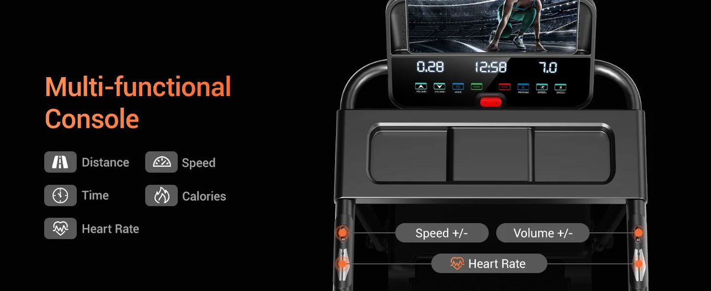 3.0HP Foldable Dual Shock Absorption Home Treadmill