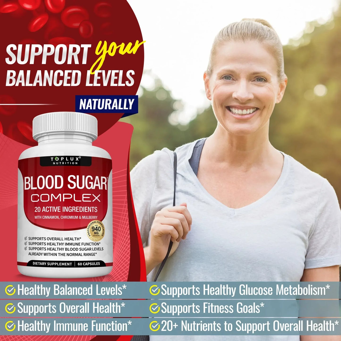 Vitamin C, Vitamin E Supplement, Blood Sugar Complex, Supports Heart Health