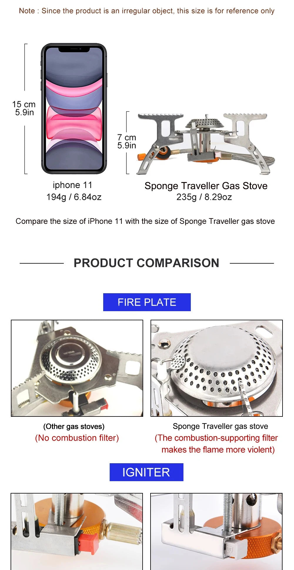 Camping Gas Stove Portable Folding Outdoor Backpacking
