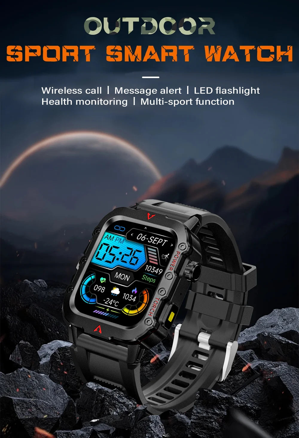 Men Sports Smart Watch 1.71 Screen Blood Oxygen Bluetooth