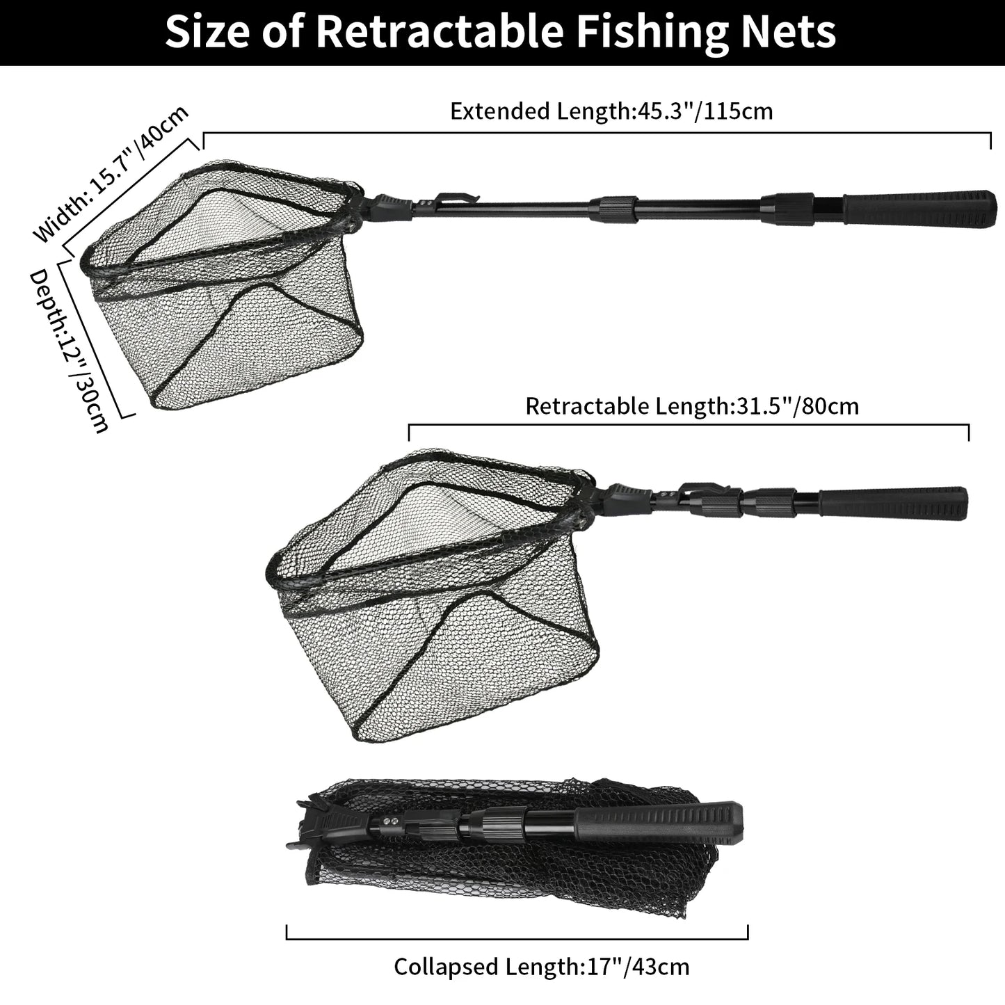 Telescopic Landing Net Folding Fishing Pole Extending