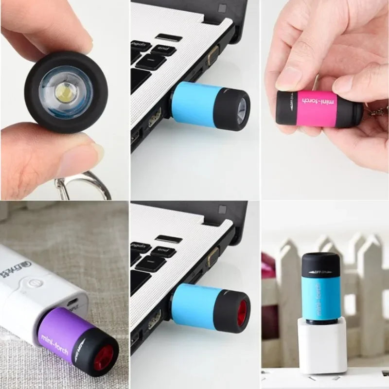 Led micro pocket flashlight portable USB rechargeable
