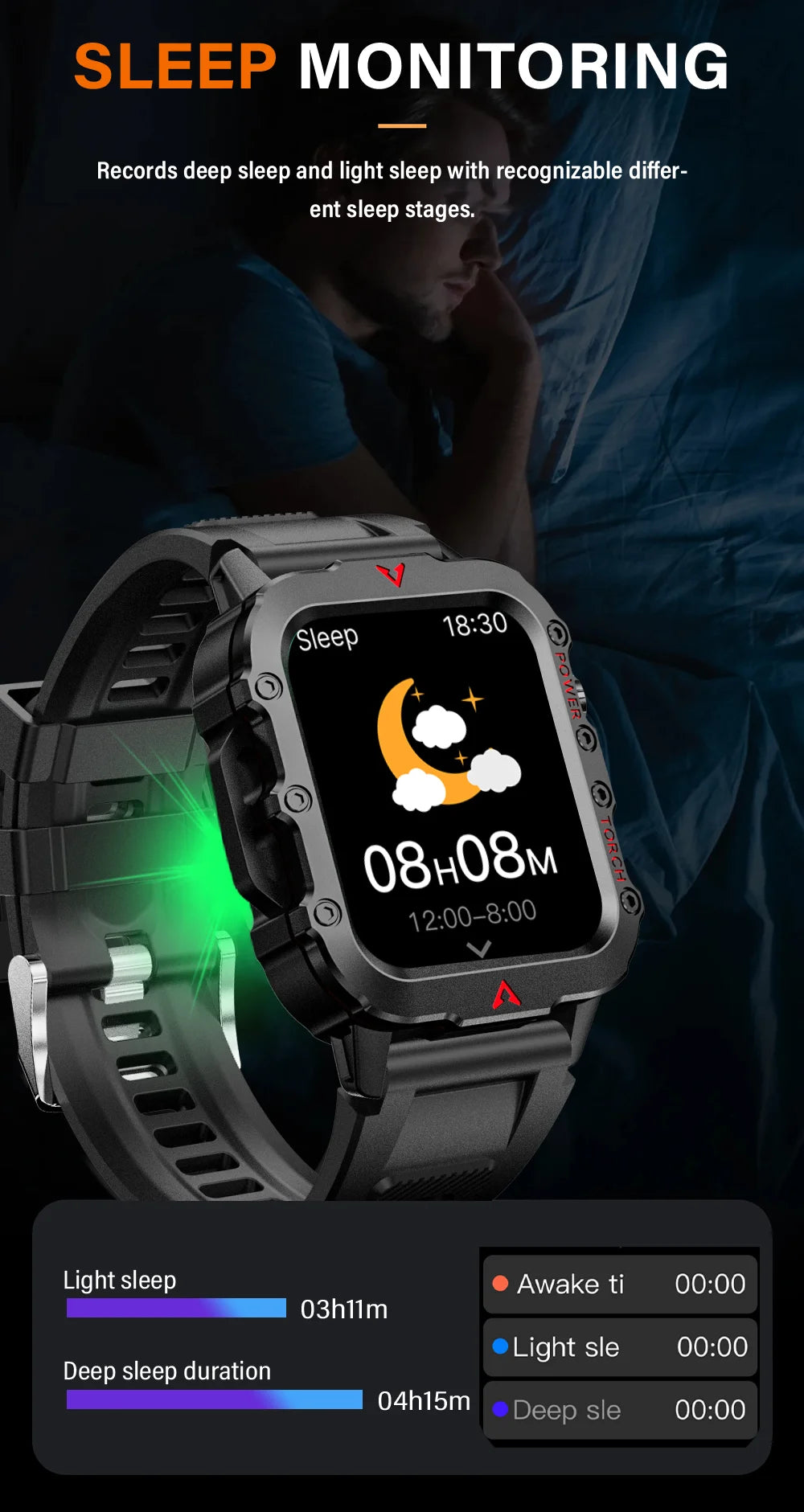 Men Sports Smart Watch 1.71 Screen Blood Oxygen Bluetooth