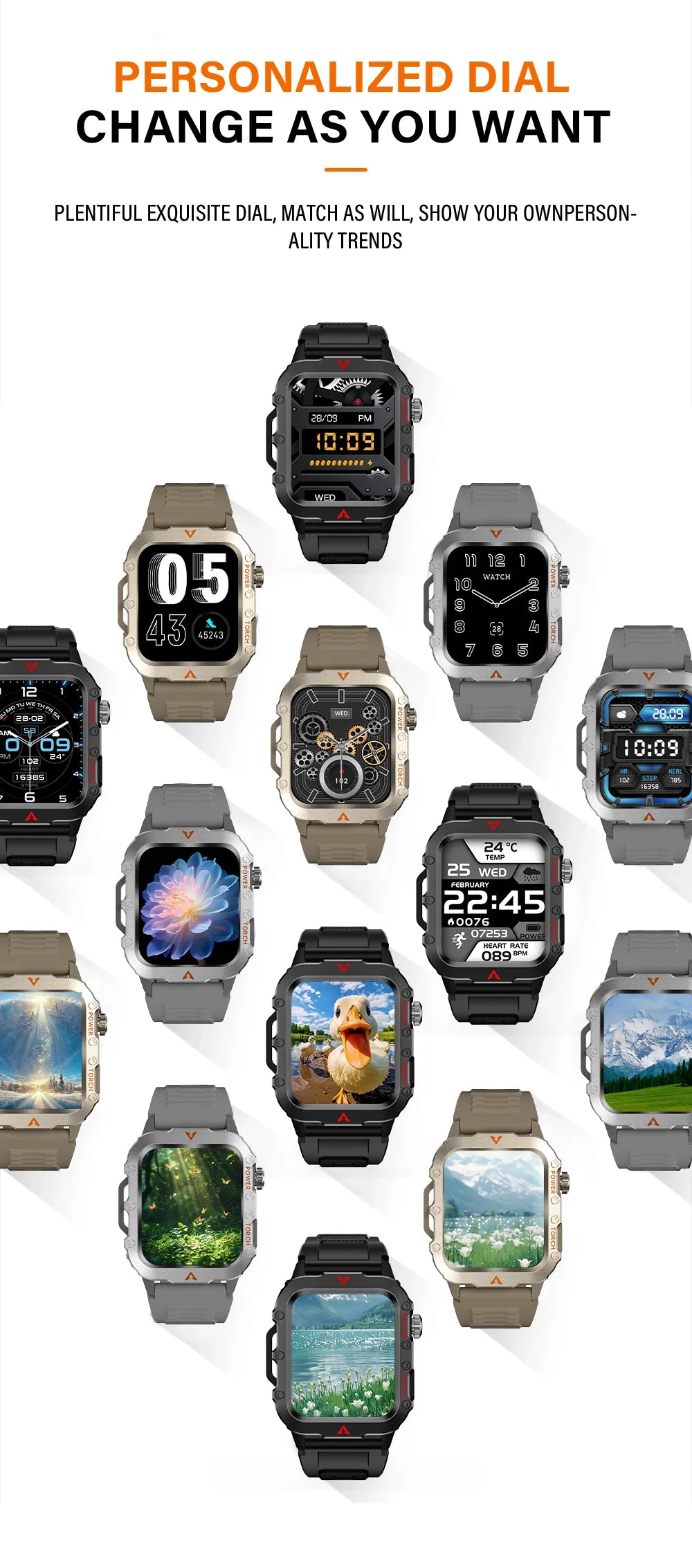 Men Sports Smart Watch 1.71 Screen Blood Oxygen Bluetooth