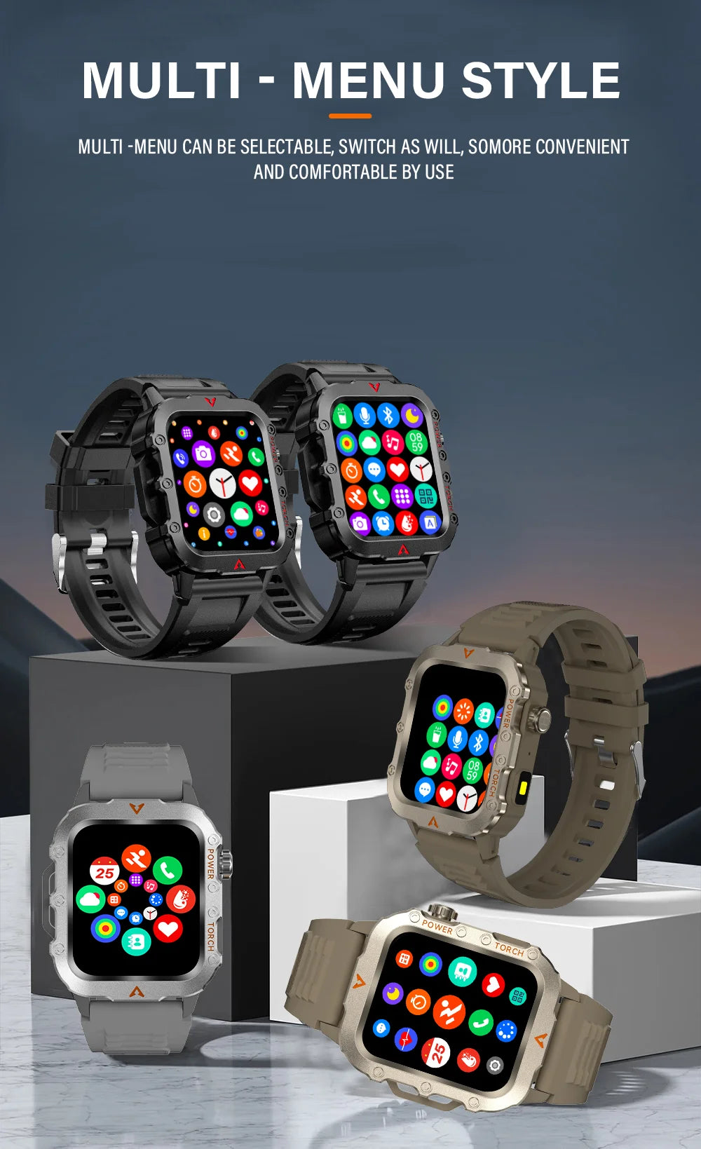 Men Sports Smart Watch 1.71 Screen Blood Oxygen Bluetooth