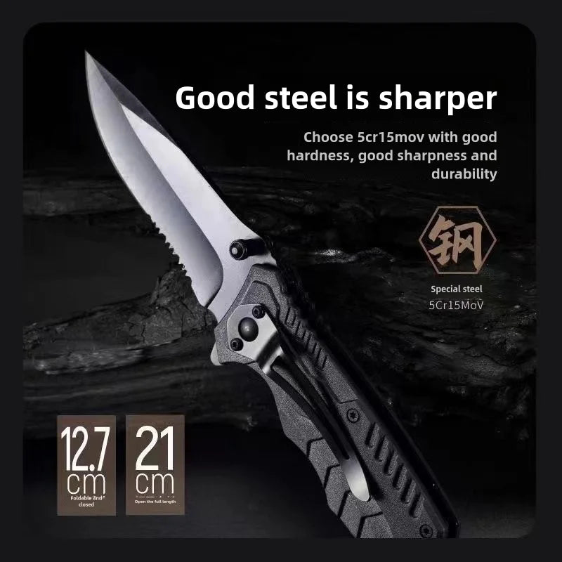 Multi functional outdoor camping knife with safety lock