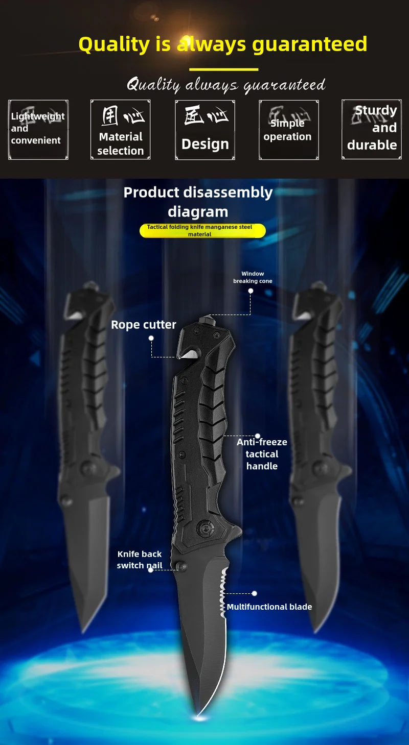 Multi functional outdoor camping knife with safety lock
