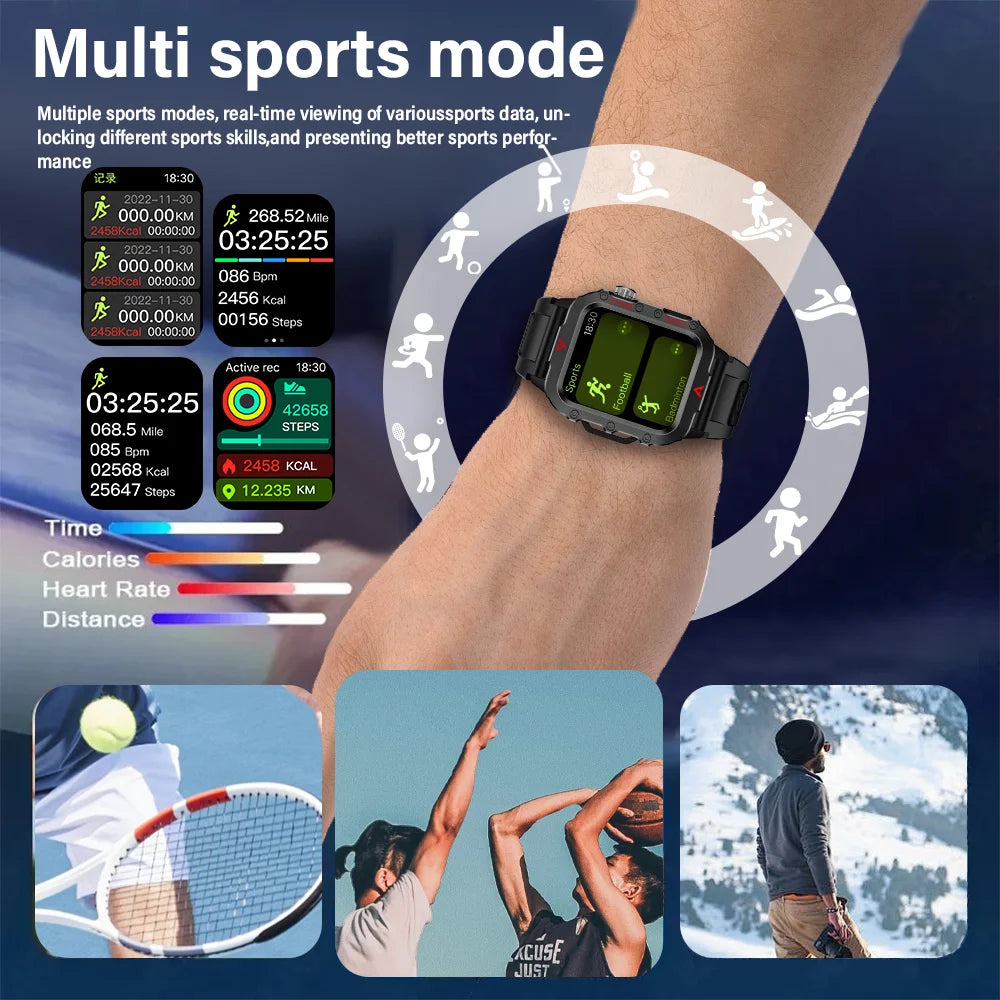 Men Sports Smart Watch 1.71 Screen Blood Oxygen Bluetooth
