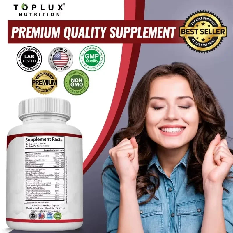 Vitamin C, Vitamin E Supplement, Blood Sugar Complex, Supports Heart Health