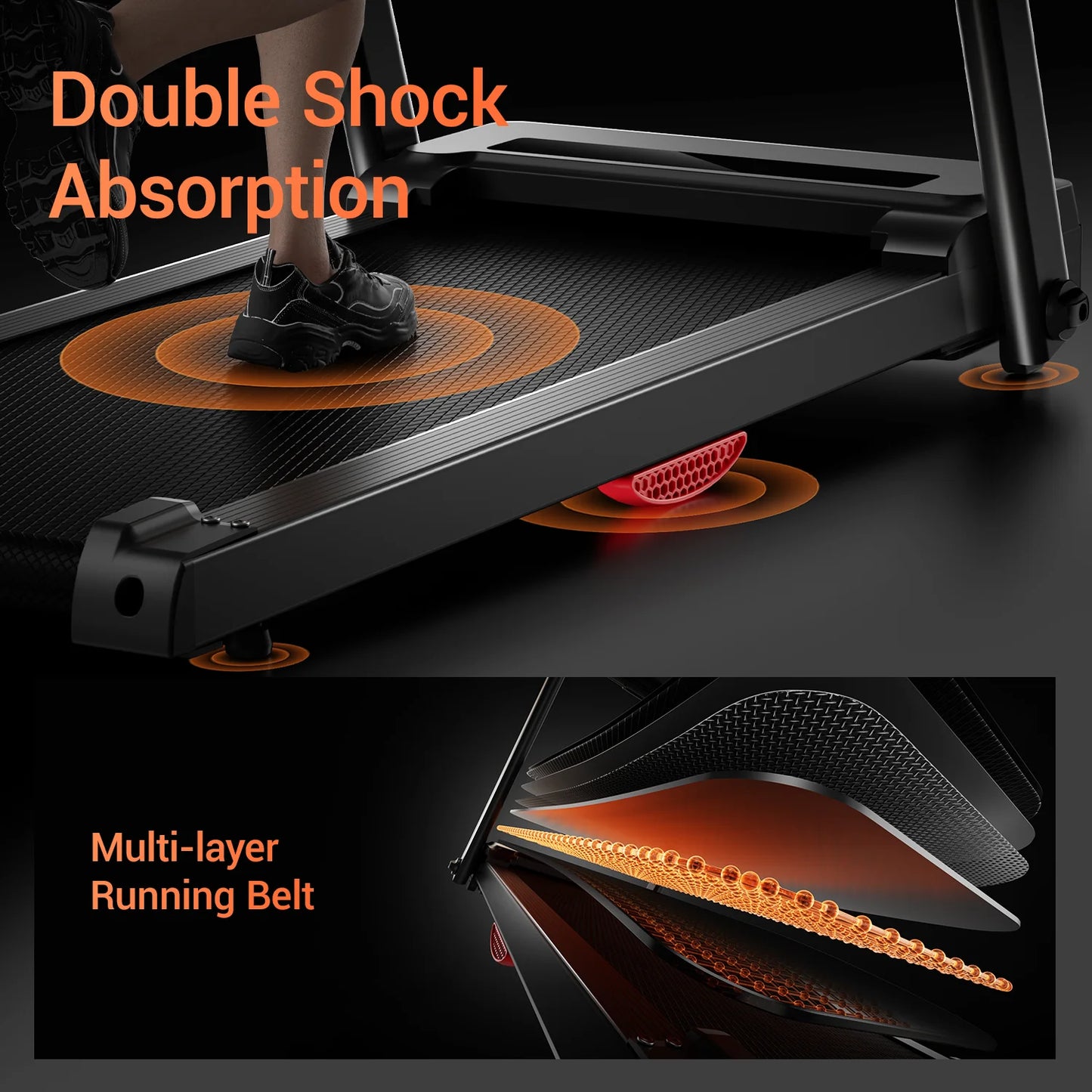 3.0HP Foldable Dual Shock Absorption Home Treadmill