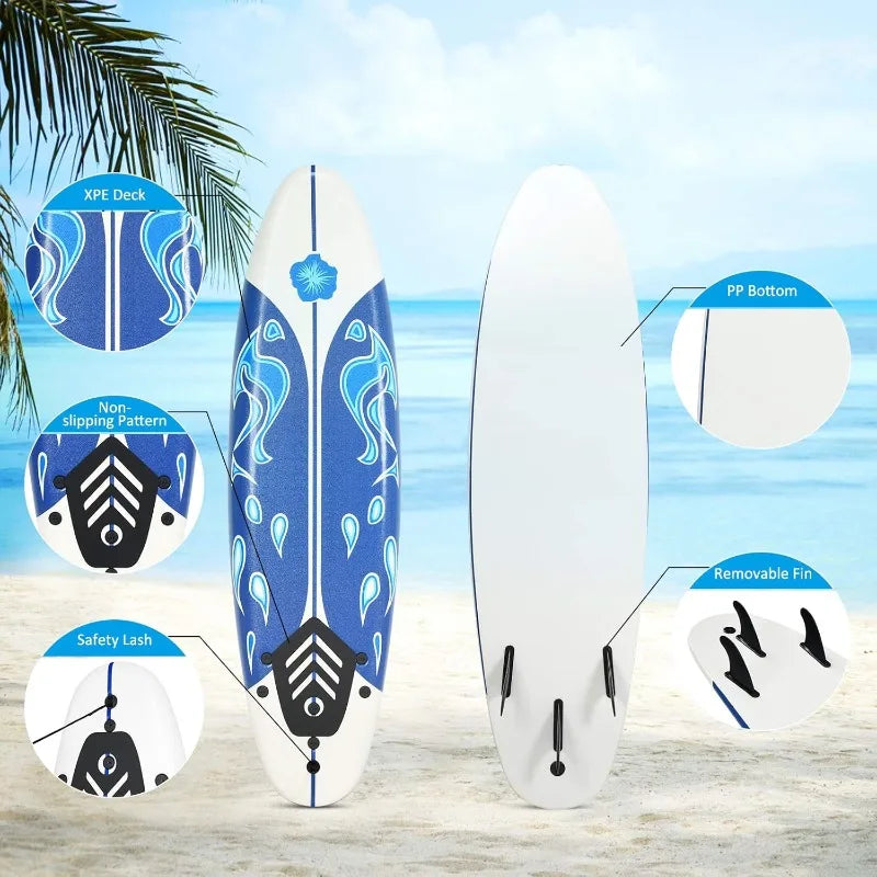 Surfboard, 6' Body Board with Removable Fins