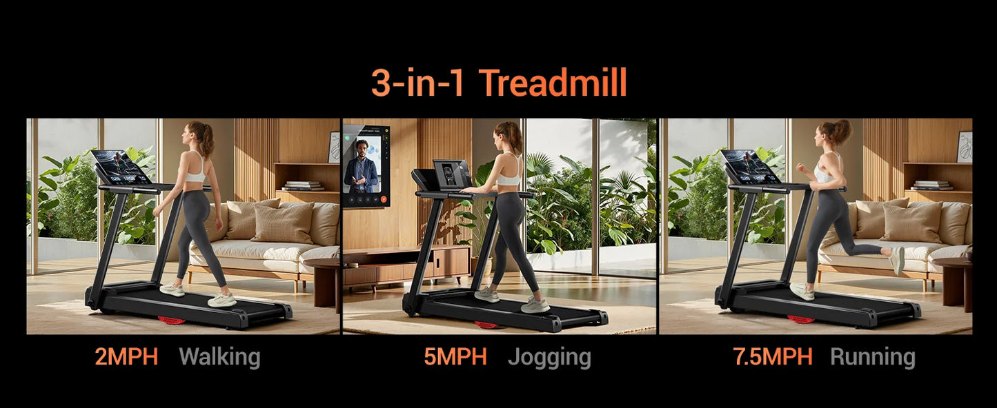 3.0HP Foldable Dual Shock Absorption Home Treadmill