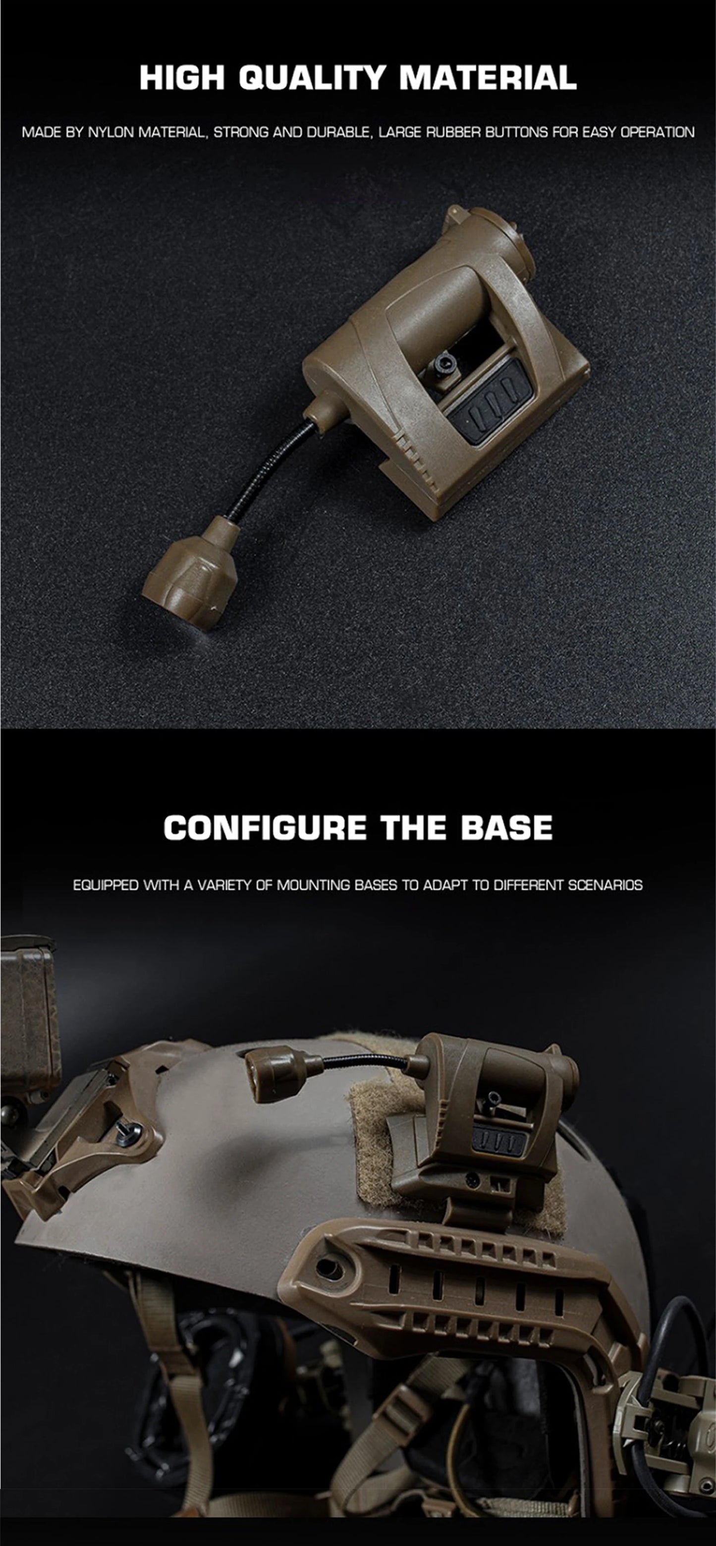 Tactical Helmet Light 3 Modes LED Flashlight