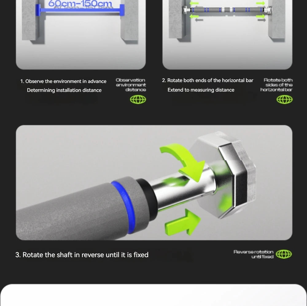 Heavy Duty Telescopic Pull Up Bar Doorway Mounted