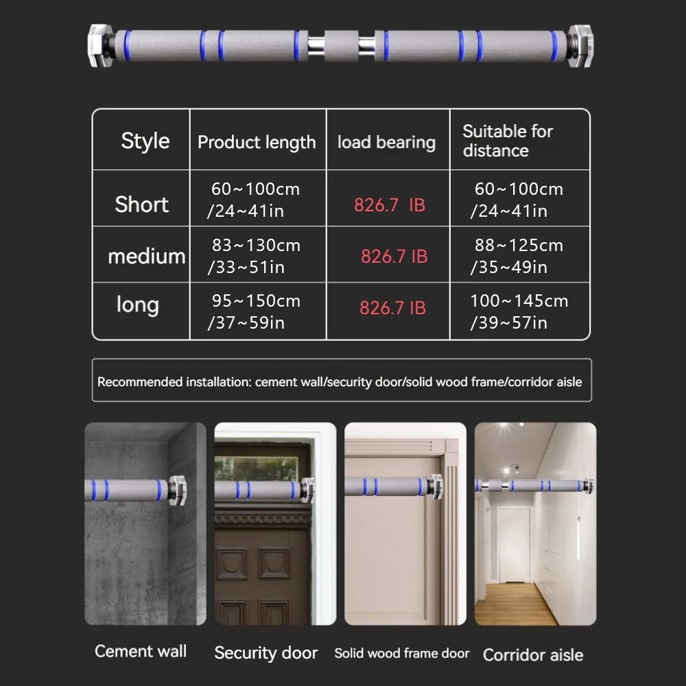 Heavy Duty Telescopic Pull Up Bar Doorway Mounted