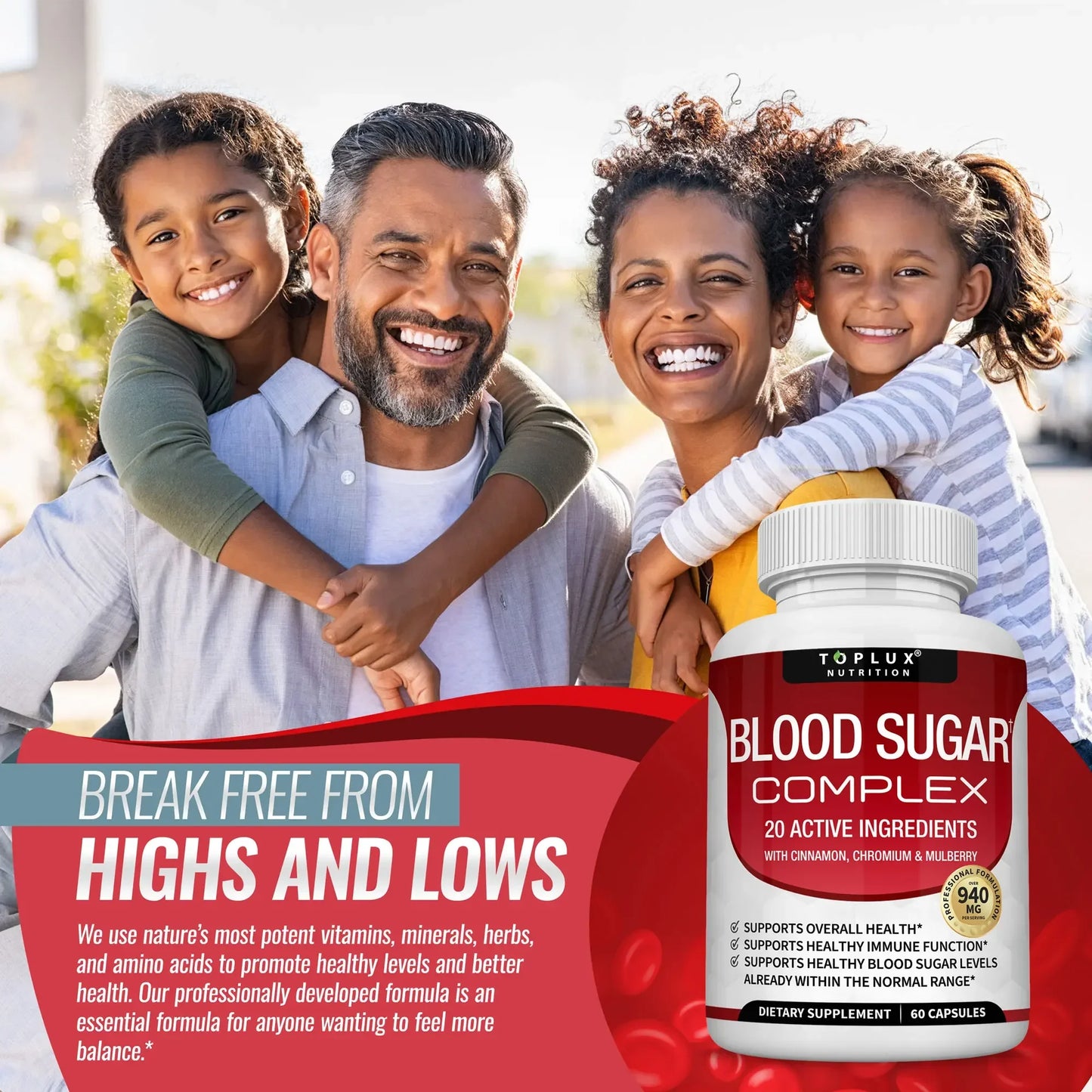 Vitamin C, Vitamin E Supplement, Blood Sugar Complex, Supports Heart Health