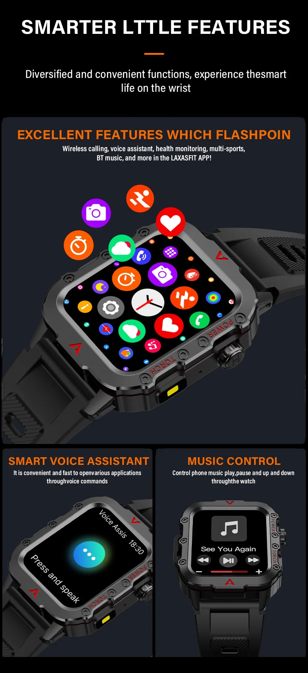 Men Sports Smart Watch 1.71 Screen Blood Oxygen Bluetooth