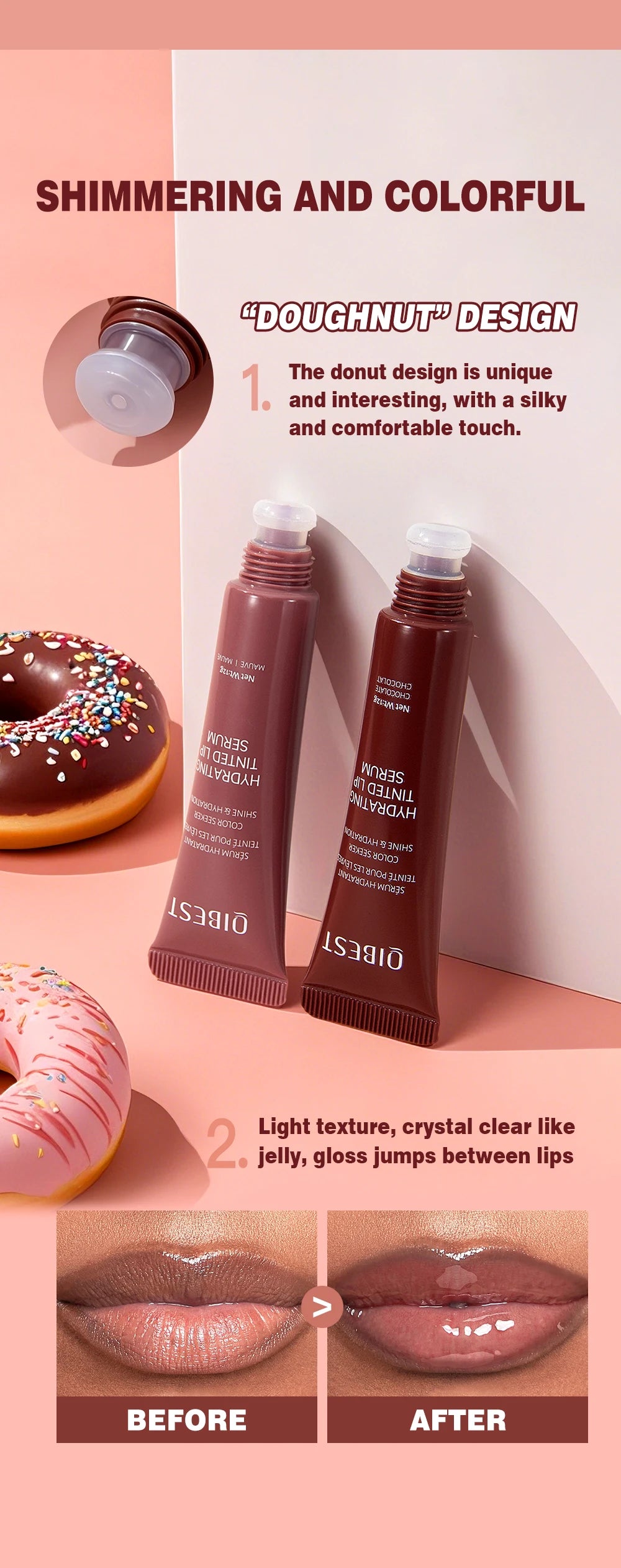 1PC Moisturizing Lip Gloss, Waterproof and Sweatproof
