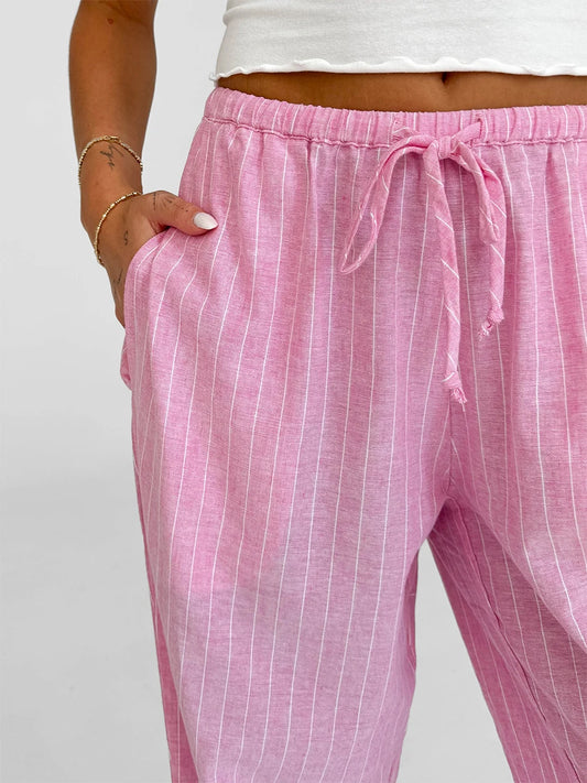 Women Loose Fit Pants with Drawstring Waist