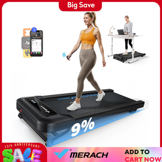 MERACH Walking Pad Quiet Under Desk Treadmills for Home Gym Portable Walking Treadmill with Magnetic Remote Control LED Display