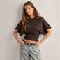 Women's Summer Loose Half Sleeve T-Shirt Tops O-Neck Waist Slimming