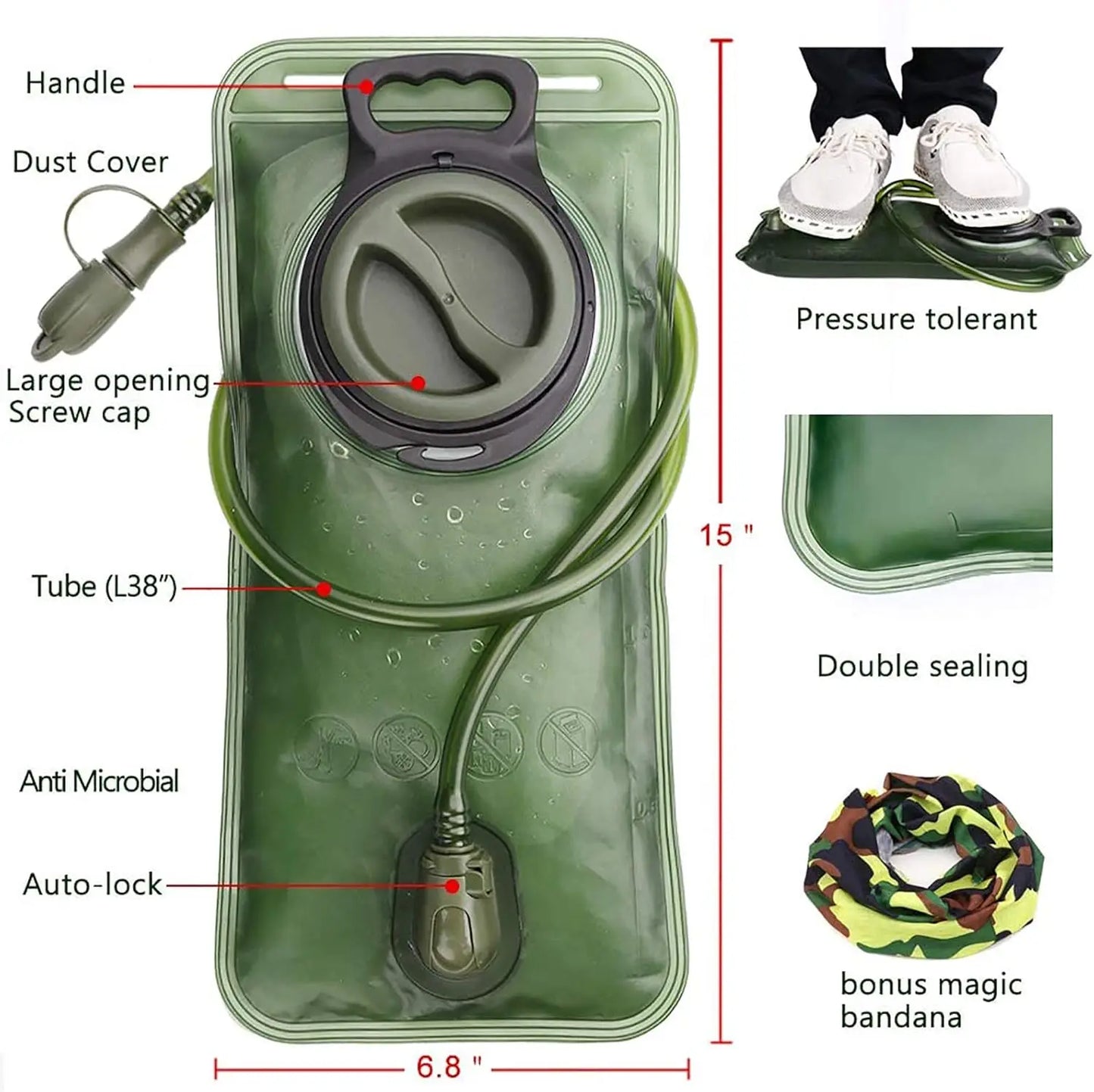 Hydration Bladder 2L Water Bladder for Hiking