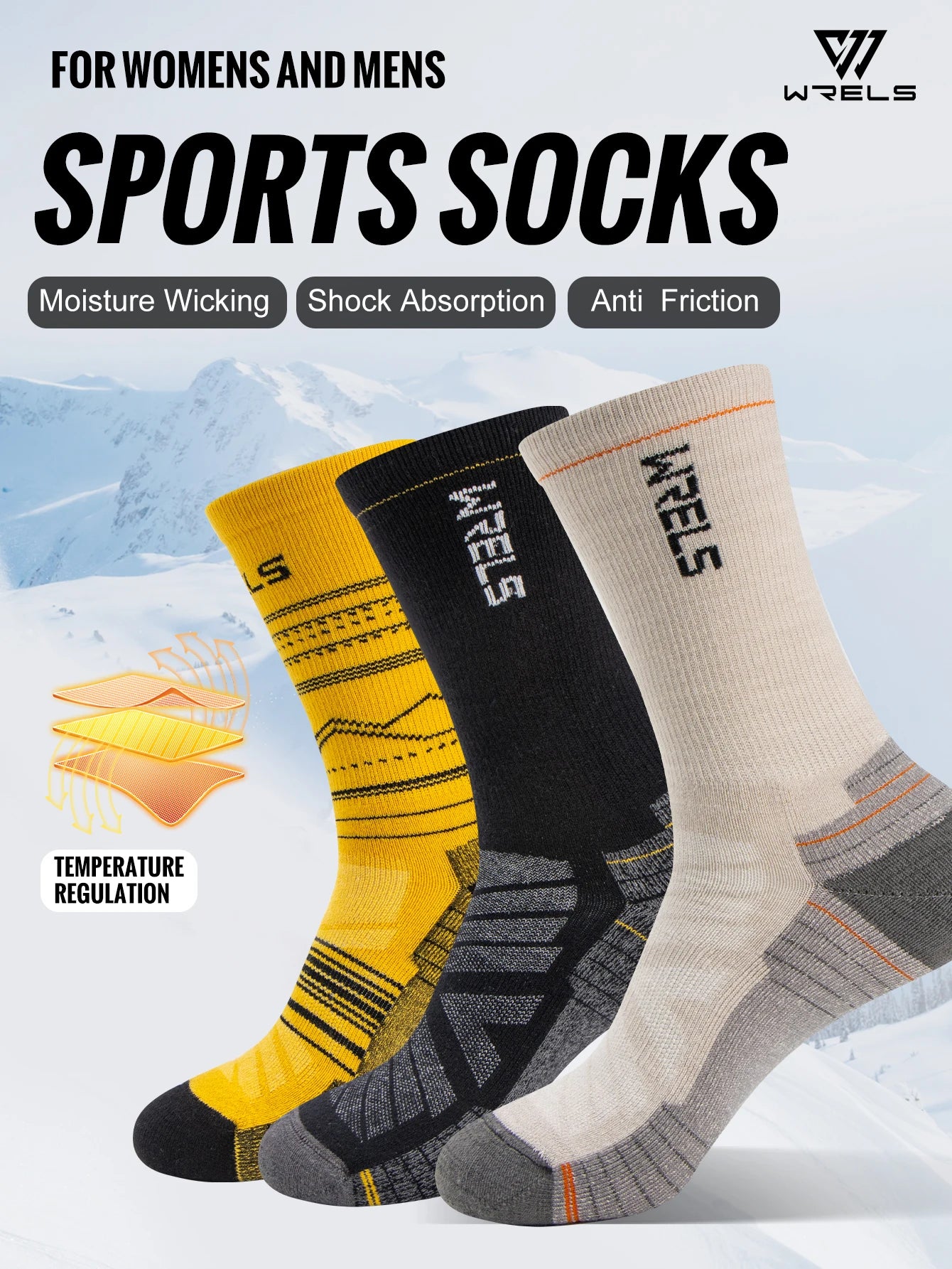Wool Socks Hiking Running Socks Soft Lightweight Shock Absorption Damping