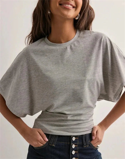 Women's Summer Loose Half Sleeve T-Shirt Tops O-Neck Waist Slimming