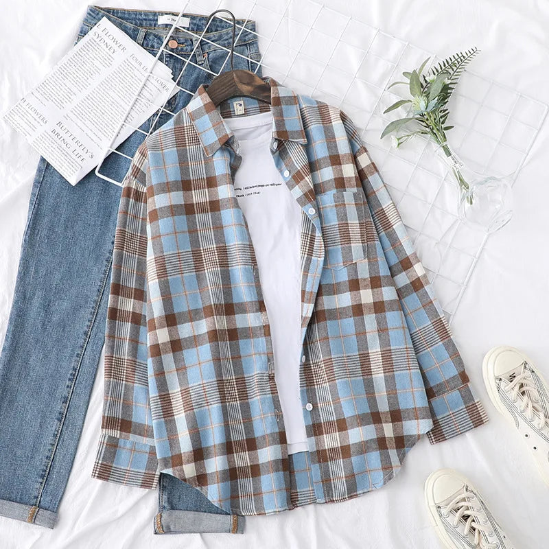 Brand Women's Flannel Plaid Shirts 2025