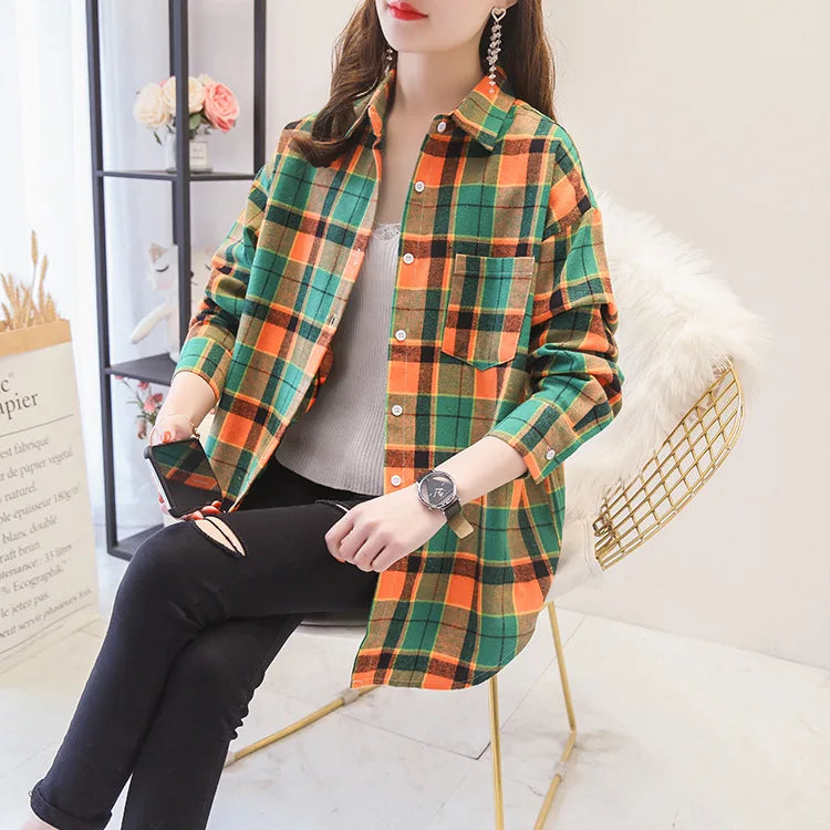 Brand Women's Flannel Plaid Shirts 2025
