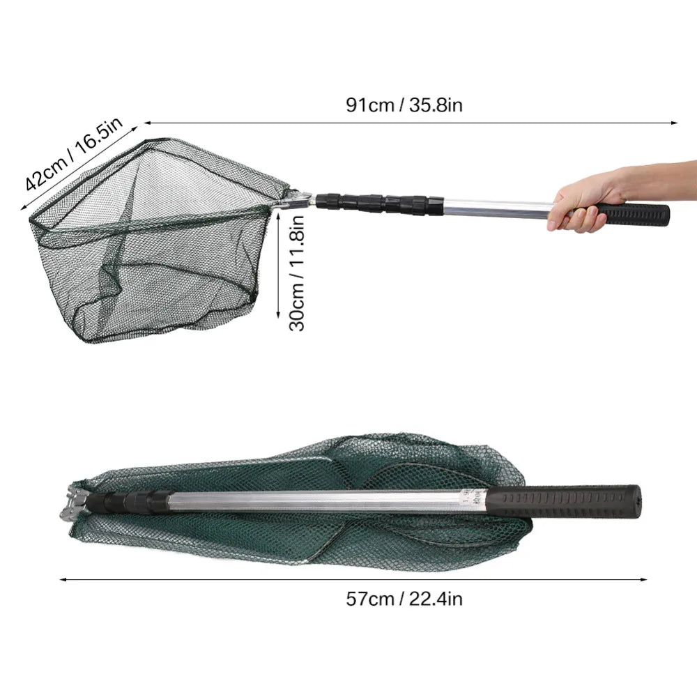 Telescopic Landing Net Folding Fishing Pole Extending