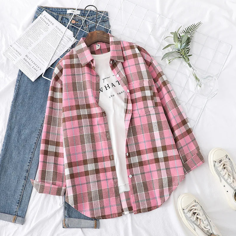 Brand Women's Flannel Plaid Shirts 2025