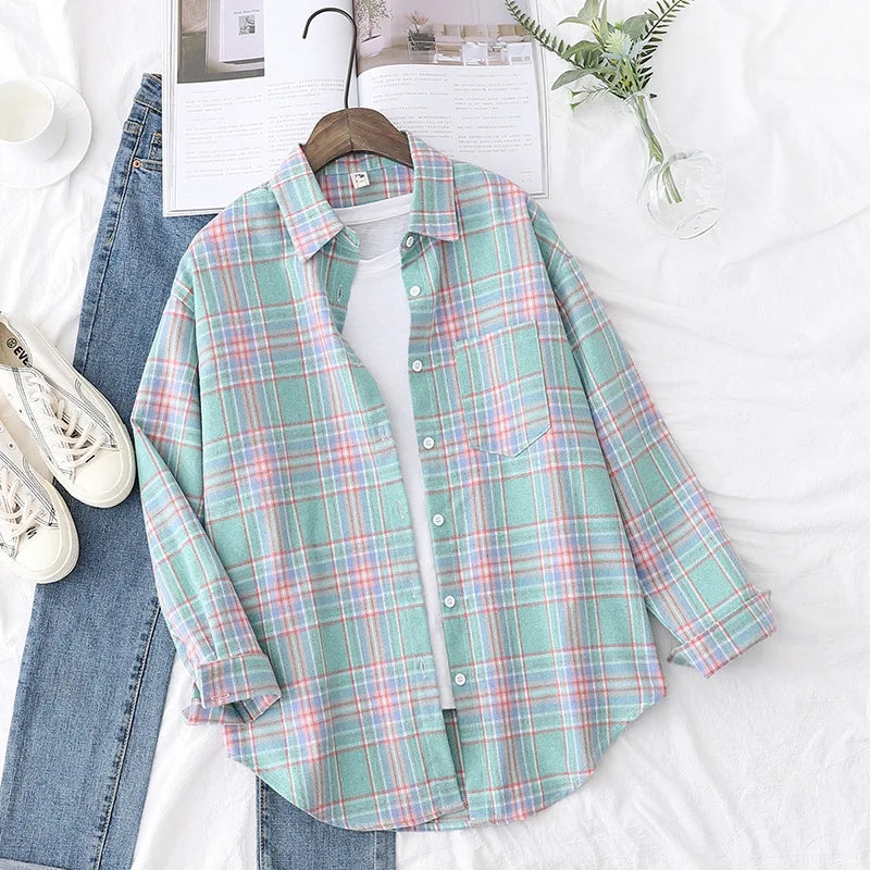 Brand Women's Flannel Plaid Shirts 2025