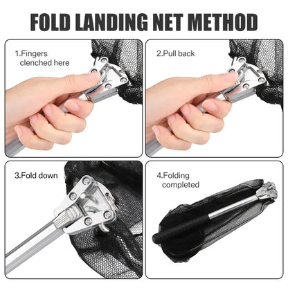 Telescopic Landing Net Folding Fishing Pole Extending