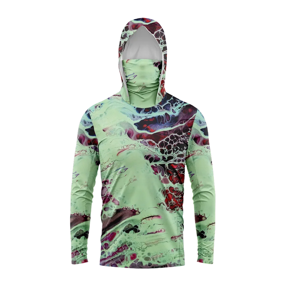 Men Hood Fishing Shirt long sleeve fishing t shirt uv protection