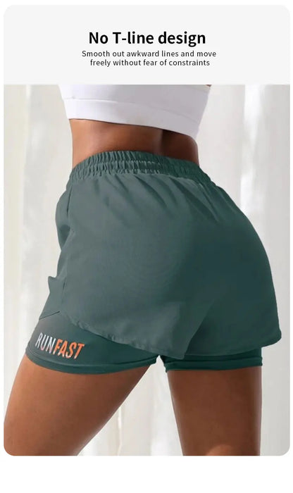 Women's High Rise Yoga Shorts With Elastic Proximity Control Running Shorts