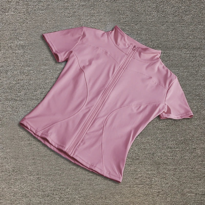Women sport wear Slim Fit Polyester Quick-drying Full Zip Outdoor Fitness Running