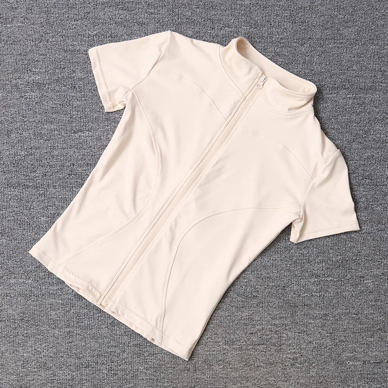 Women sport wear Slim Fit Polyester Quick-drying Full Zip Outdoor Fitness Running