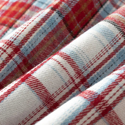 Men Shirt Plaid Flannel Long Sleeve Oversized Loose Cotton