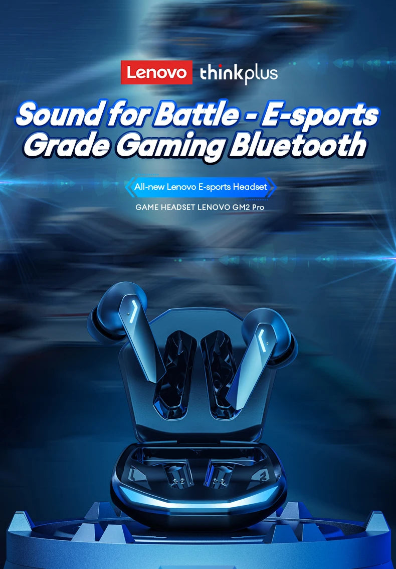 Lenovo GM2Pro Wireless Bluetooth Headset LED Light Waterproof Noise Cancelling Earbuds