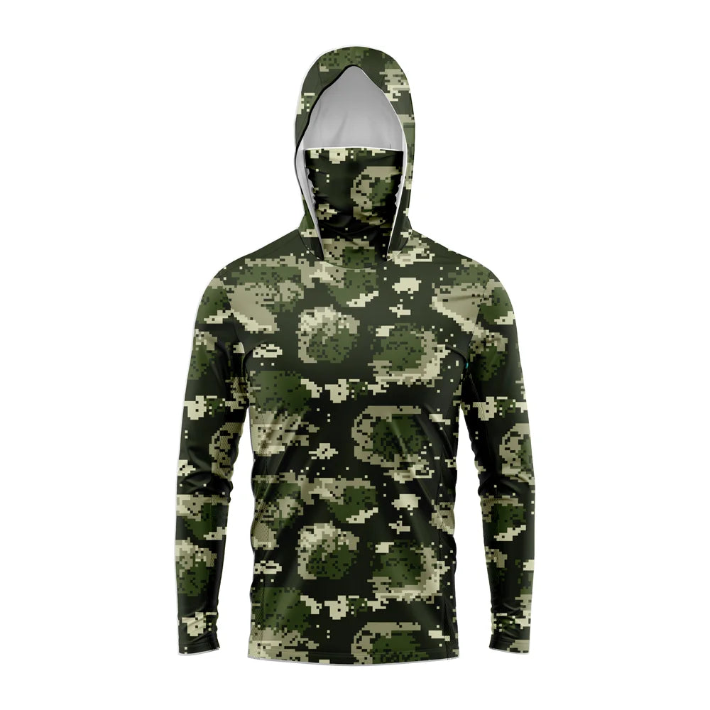 Men Hood Fishing Shirt long sleeve fishing t shirt uv protection