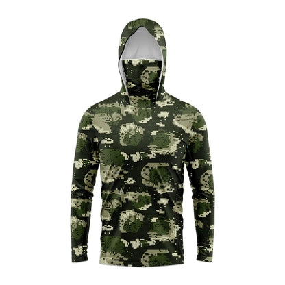 Men Hood Fishing Shirt long sleeve fishing t shirt uv protection