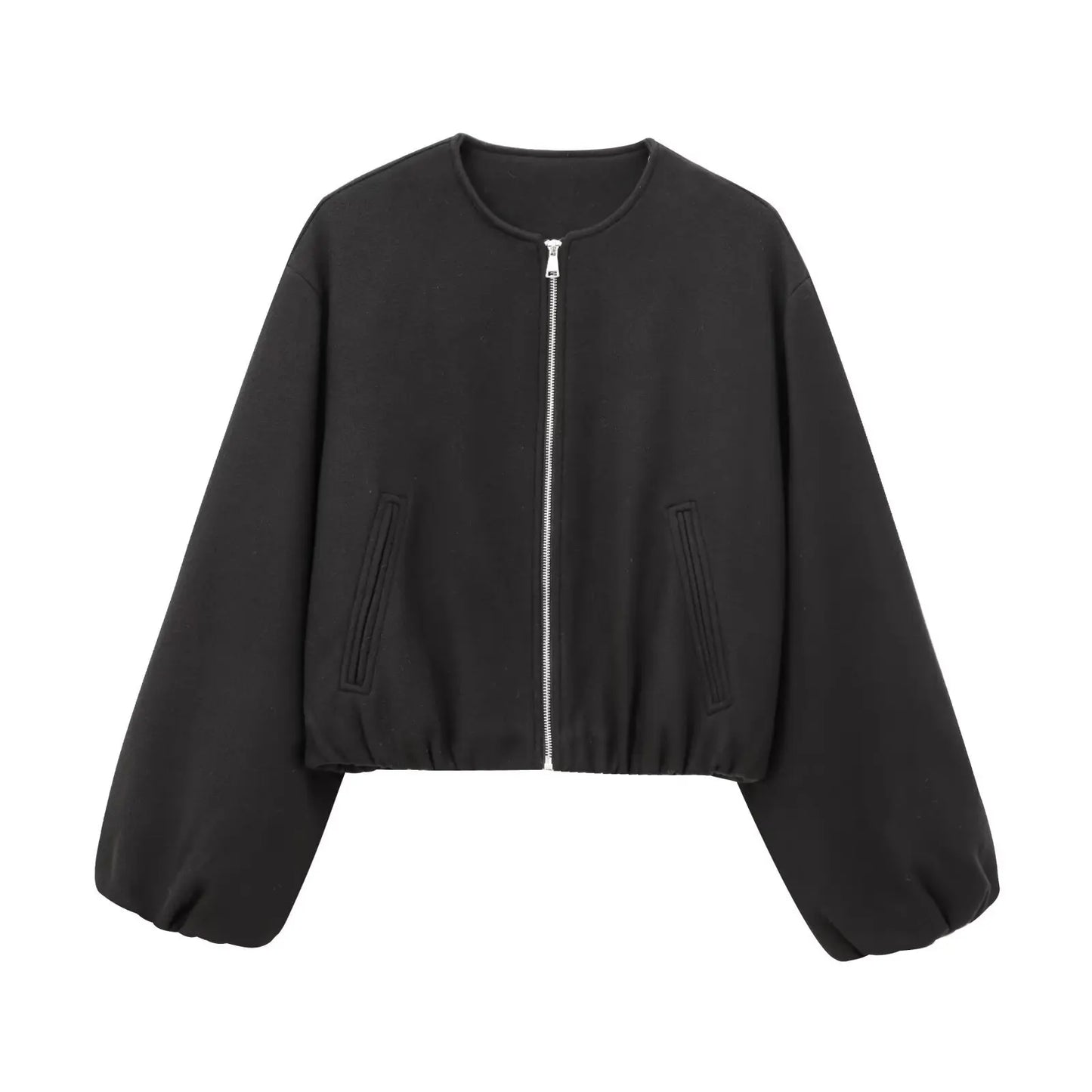 Ladies Fashion Autumn Jacket Women Round Neck