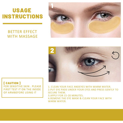 60PCS 24K Gold Eye Mask Anti Dark Circles Removal