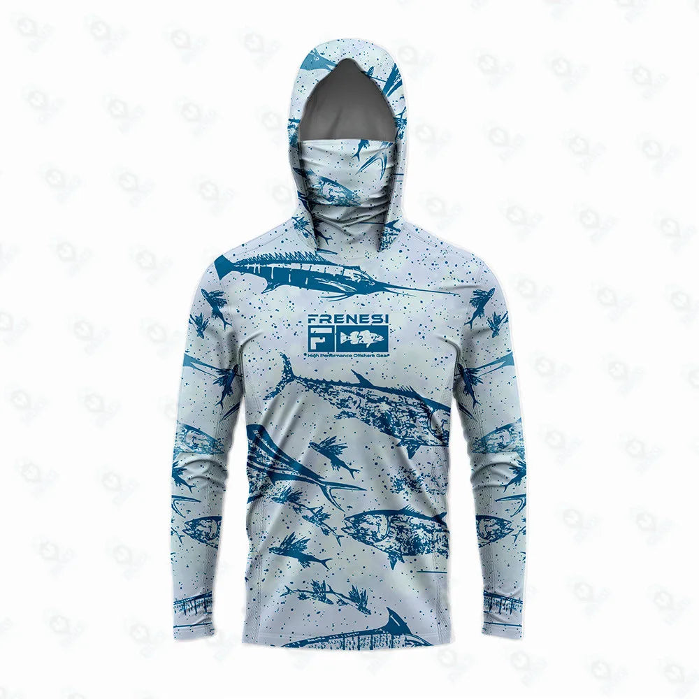 Fishing Shirts Men Sun Protection Hoodie Mask All-in-one