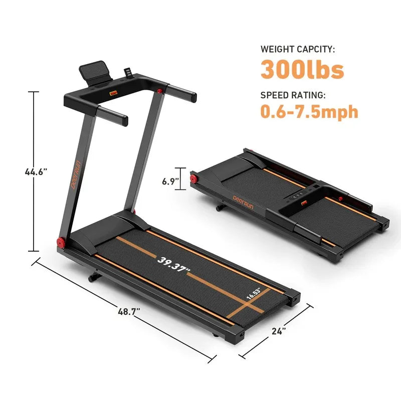 Deerrun 3.0Horerpower 7.5 MPH Folding Treadmills for Home with Incline Foldable Treadmill for Home Small Spaces with Handles