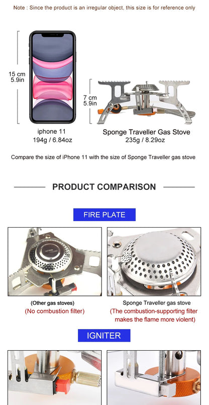 Camping Gas Stove Portable Folding Outdoor Backpacking