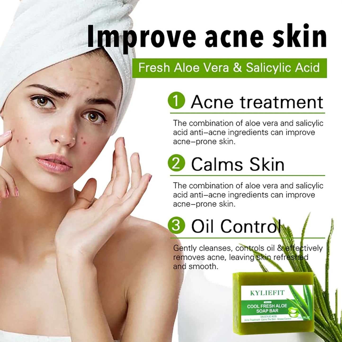 AILKE Aloe Vera Whitening Soap, Remove Acne